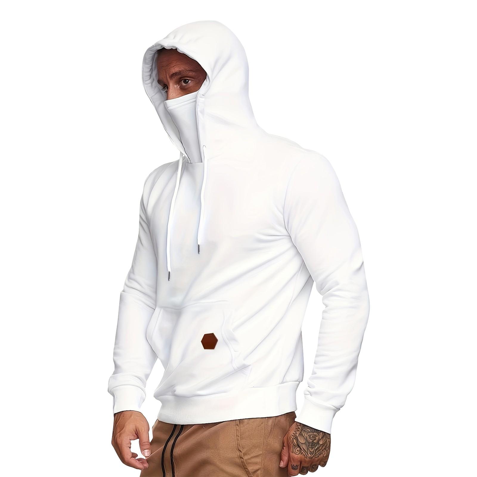 

Мужская однотонная толстовка с капюшоном, мужская спортивная повседневная толстовка большого размера с капюшоном XXXL белый