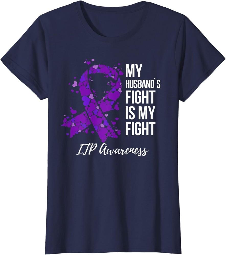 Борьба моего мужа — моя борьба Футболка с круглым вырезом для повышения осведомленности о ТПС Унисекс M