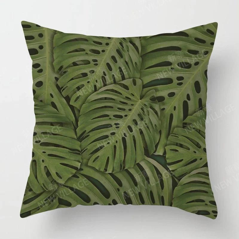 Nordic Fall Home Decor Autumn Throw Pillow Case Sofa Cushion Cover Modern 45x45cm 45*45 50x50 60x60cm 40*40cm Leaf Plant Green