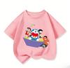 Lovely Boys Girls Crew Neck T Shirt Summer Kawaii Cartoon Print Cute Street Casual Wear Doraemon Kids Outfit 314Y