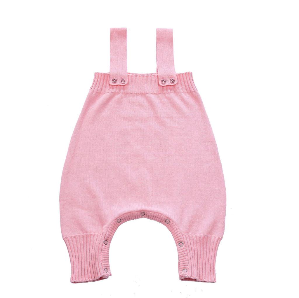 Gestrickte Baumwoll-Baby-Overalls mit offenem Schritt für 0-2 Jahre, Jungen & Mädchen, geeignet für Frühling/Herbst