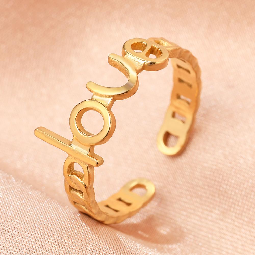 Stainless Steel Rings Vintage Geometric Hollow Adjustable Open Ring Fashion Statement Sun Rings For Women Zircon Banquet Gifts