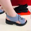 Thick-soled Beach Sandals Women's New Summer Breathable Mesh Fly-woven Ultra-light Soft Sole Comfortable and Non-slip Casual Women's Shoes Tide