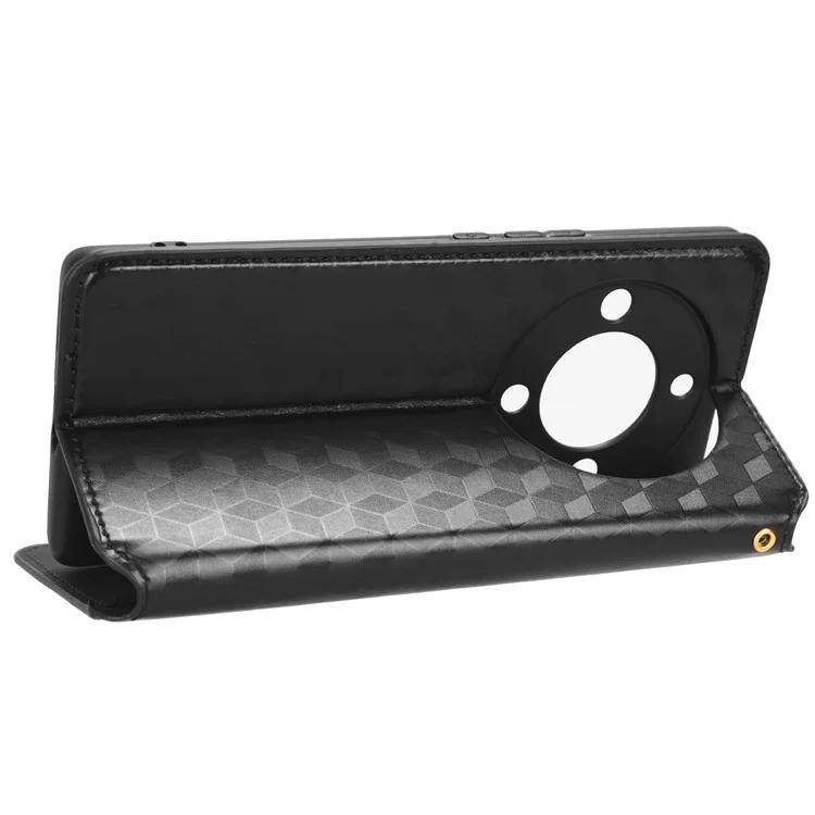 For Honor X9a 5G / X40 5G / Magic5 Lite 5G Phone Leather Case Wallet Stand Imprinted Rhombus Pattern Phone Cover