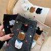 Ladies Spring and Autumn Flocking Cartoon Colored Medium Tube Cotton Socks