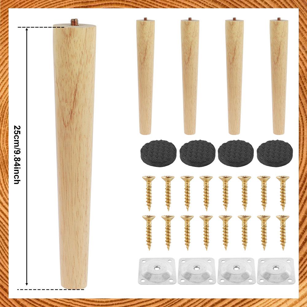 4 Pcs Furniture Legs natural Wooden Solid Furniture Feet Oblique/Straight Table Feet Non-slip Furniture Floor Protector Decorate