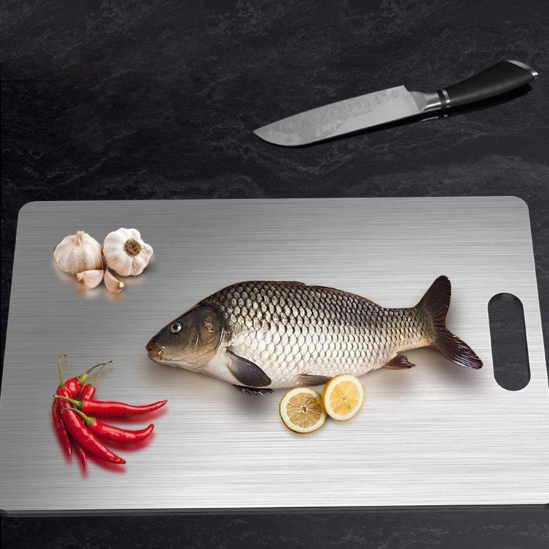 Meat Cutting Board Double Side Chopping Boards Unique Cutting Boards Stainless Steel Texture Suitable for Everyday Use