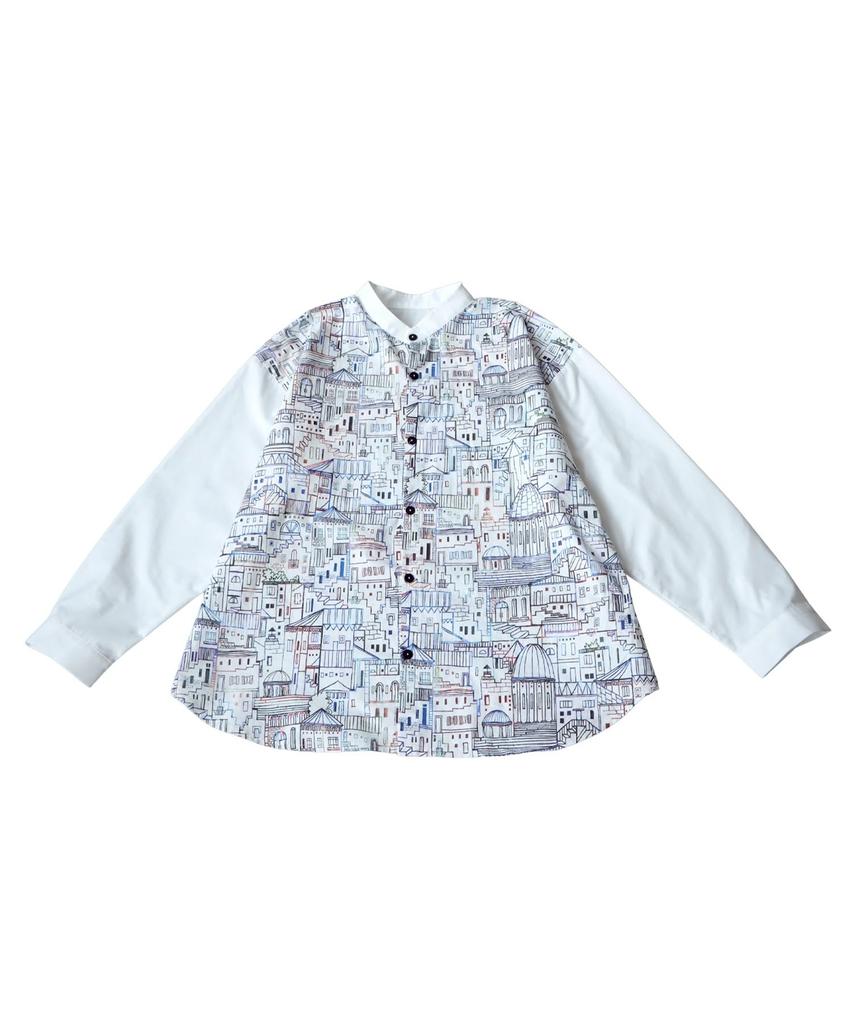 antiqua City Print Long One Size White Women's Shirt, Sleeve, 100% Cotton, ZE-01109, 03,