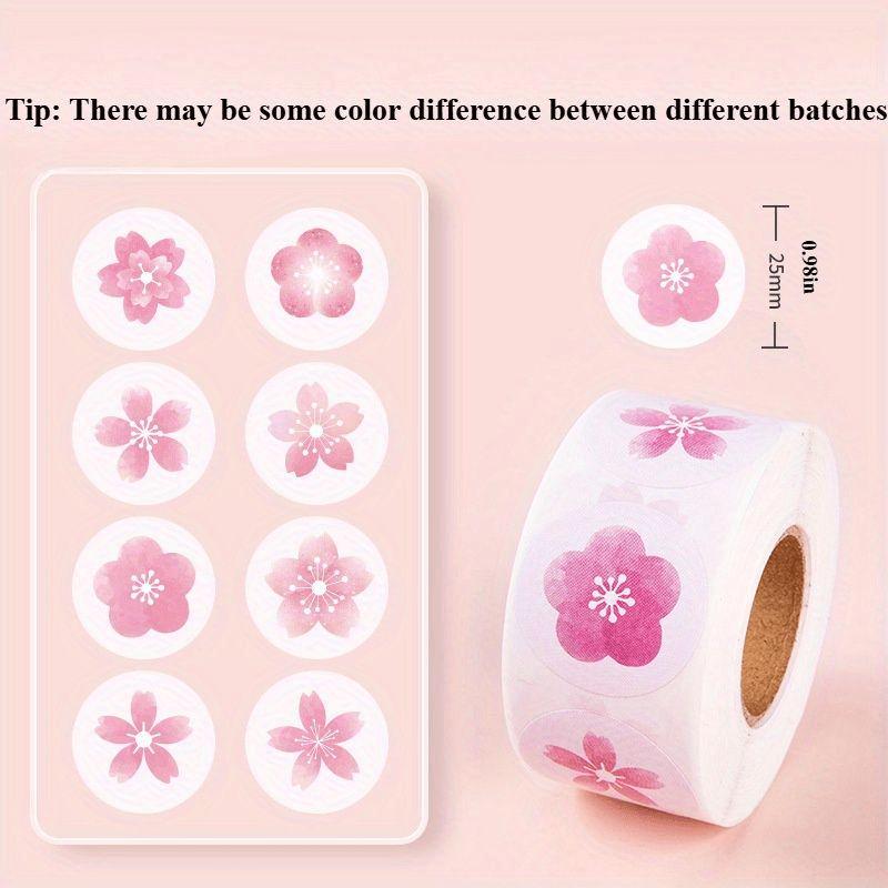 1 Rolle/500 Stück Kirschblüten Runde Siegel Rollenaufkleber Klebend Blumendekor Journal Geschenke Belohnungsaufkleber Hochzeitsaufkleber DIY Basteln