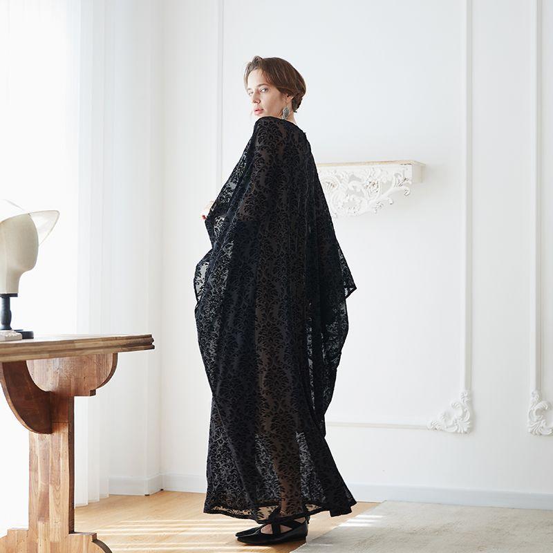 

Танцующий цветок Мясо Элегантный Стройнящий Свободный Отпуск Длинное платье Халат Black M