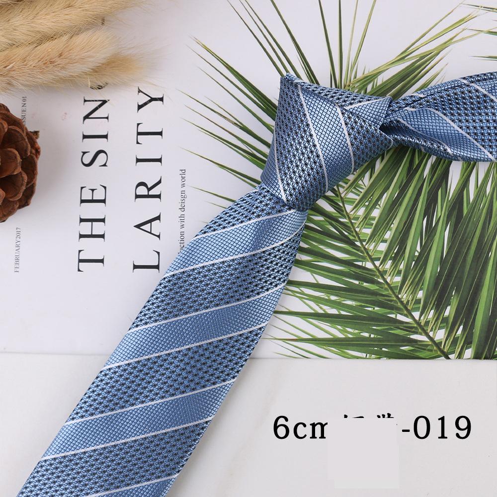 Men's Trend Business Casual Narrow 6cm Polyester Jacquard Tie Solid Color Striped Tie