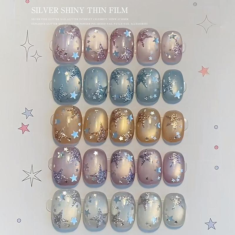 1 Jar Shiny Silver Sequins Mix Shapes Starlight Love Star Slice Decals Manicure Paillette Charms Nail Art Stickers