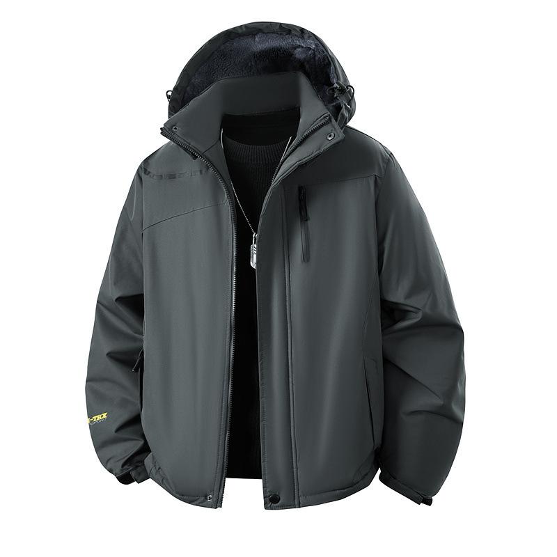 

Velvet Thick Men s Outdoor Sports Mountaineering Jacket Men s Hooded Removable Waterproof Jacket Men L
