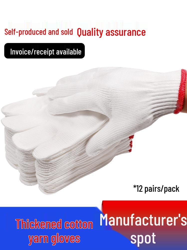 Men's Anti-Slip, Wear-Resistant Work Gloves - Thickened Nylon Cotton Yarn, Split Finger Design for Construction Safety