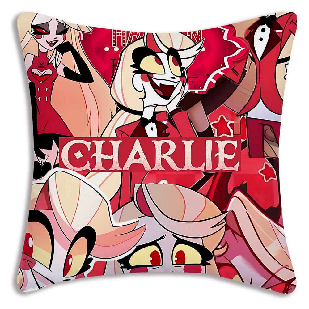 Anime H-Hazbins H-Hotel Pillow Covers Cartoon Sofa Decorative Home Double-sided Printing Short Plush Cute Cushion Cover