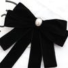 Vintage Velvets Bows Tie Brooch Pin for Women Rhinestones Pearls Uniform Pre Tied Bowknot Corsage Necktie Accessories