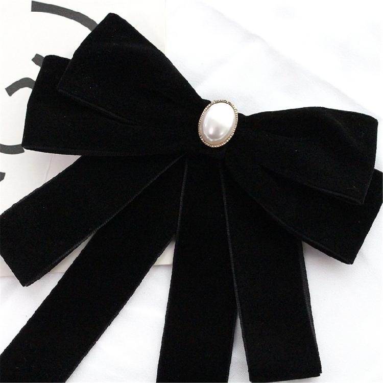 Vintage Velvets Bows Tie Brooch Pin for Women Rhinestones Pearls Uniform Pre Tied Bowknot Corsage Necktie Accessories