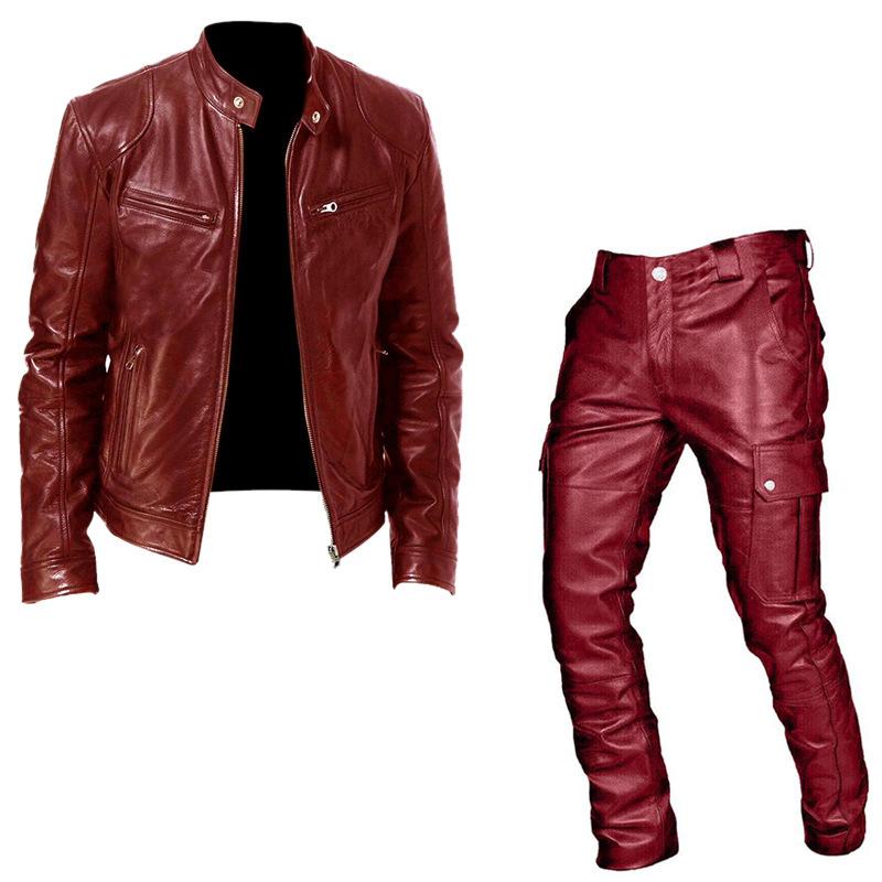 Autumn And Winter Men`s Leather Jacket