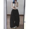 Womens White Loose Fit Cargo Pants Thin Quick Dry Nylon Streetwear Joggers Jazz Dance