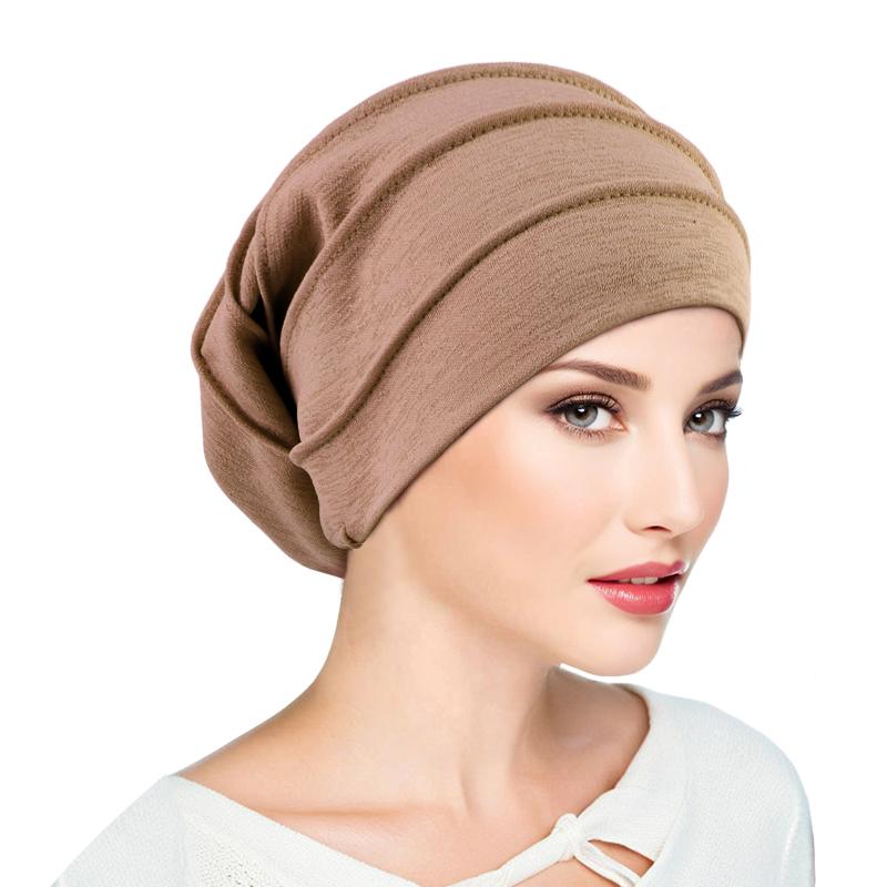 Muslim Women Stretch Sleep Chemo Hat Cotton Beanie Sleep Hijab Turban Headwear Cap Head Wrap for Cancer Hair Loss Accessories