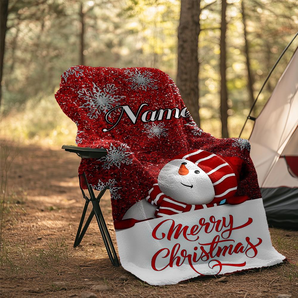 Merry Christmas Customize Your Name Outdoor Blanket Cozy Soft Lightweight Allseason Multipurpose Throw For Travel Camping Picnics Sofa Office Bed