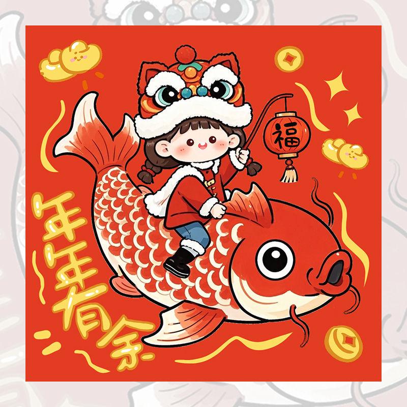 

2025 Новогодний набор для рисования акриловыми красками по номерам «Девушка-кои» 20x20 cm