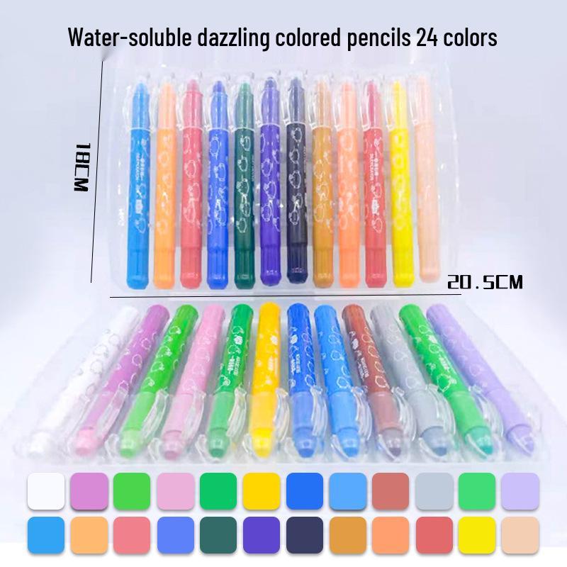 Ölpastell-Set: 12, 24, 36 Wasserlösliche, abwaschbare Farben für Schüler und Kindergarten mit Pinseln