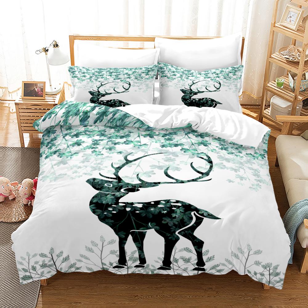 Deer Duvet Cover Set King Polyester Bedding Set For Kid Children Gift Bedding Set 3D Animal Giraffe Purple Theme Comforter Cover