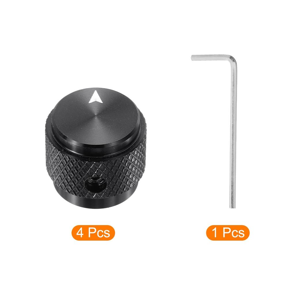 Uxcell Aluminum Potentiometer ID X OD X Universal Volume and Tone Control Knob for Guitar and Bass with Arrow Black 4-Piece Knob, 1/4" (6mm) 5/8"
