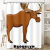 Whimsical Moose Shower Curtain Decor Brooklyn Home Bath Liner For Kids Adults Waterproof Fabric With Hook Rings Set