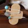 3PCS Bohemian Vacation Style Turquoise Inlaid Women's One Word Clip Seaside Vacation Daily Dressing Side Clip Hair Accessories
