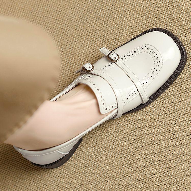 Loafers Women's 2025 New Spring Women's Shoes British Style Women's One-word Buckle Small Leather Shoes Spring Single Shoes Women