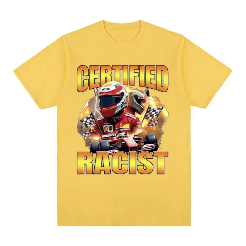 Professional Certified Racist Racing Enthusiast Men, Fashionable Retro T-shirt, Pure Cotton Casual Oversized T-shirt