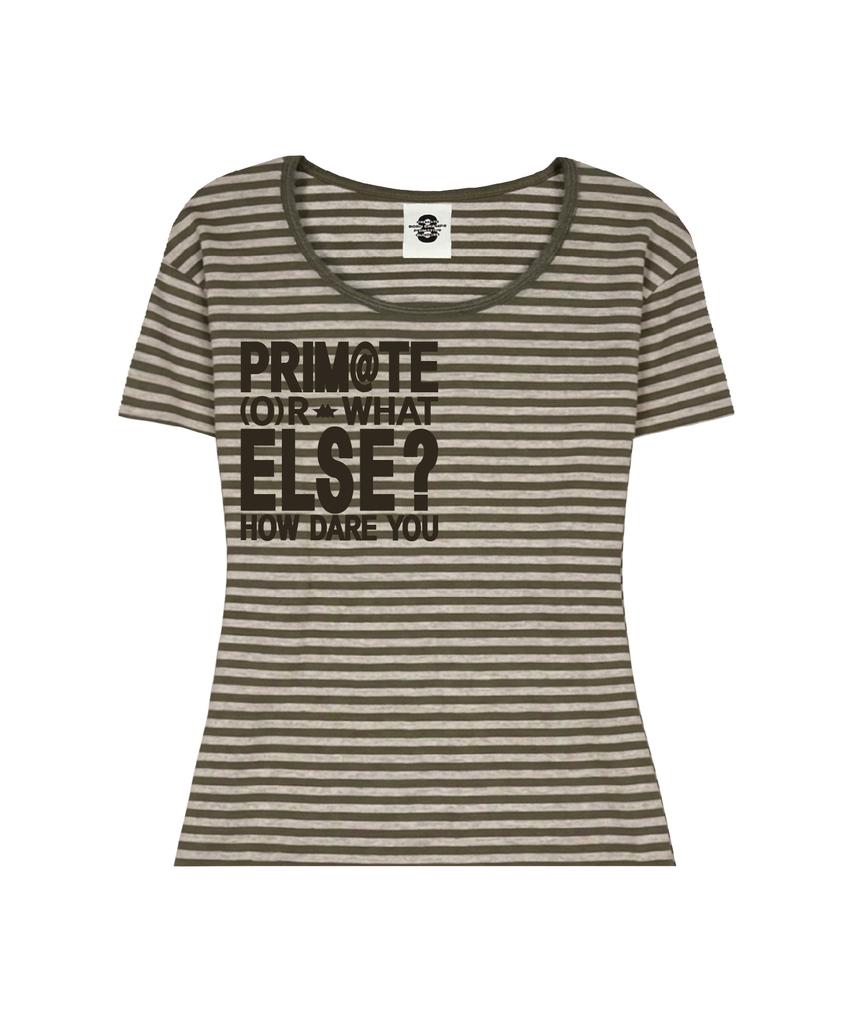 PRIMATE Else U-Neck Striped Slim Fit Short Sleeve T-Shirt 3 Colors