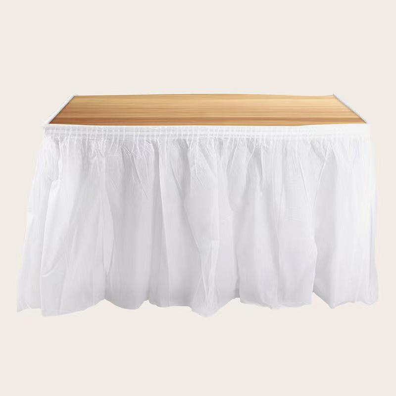 Waterproof Disposable Table Skirt for Birthday, Wedding, or Outdoor Picnic - Thickened Solid Color Tablecloth 137*274 белый