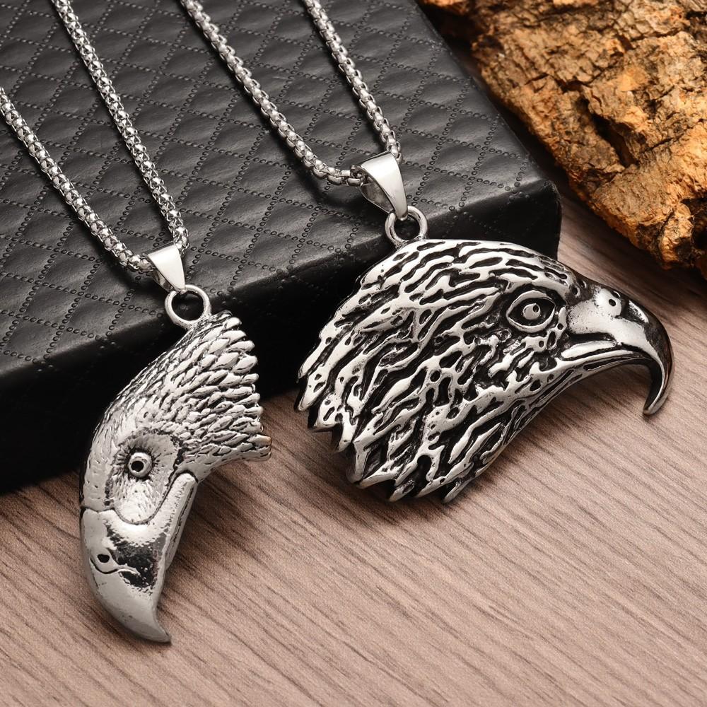 Retro Eagle Animal Pendant Necklace Trendy Men's Hip Hop Necklace Accessories
