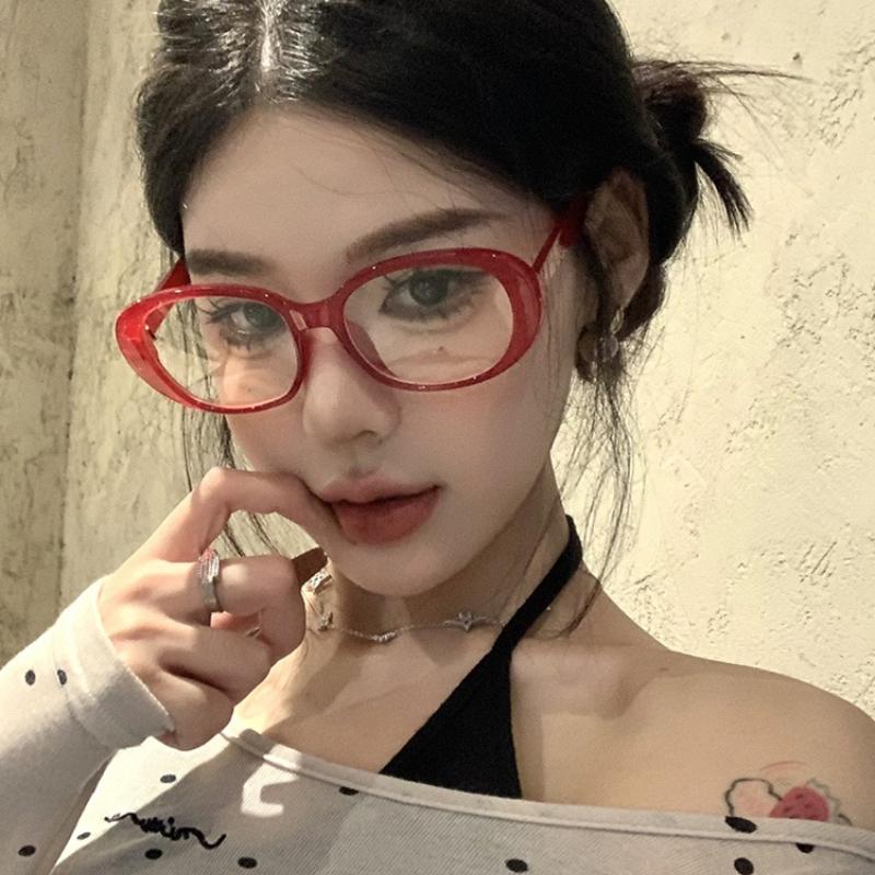 New Retro Blue Green Oval Small Frame Glasses Frame Women's Anti Blue Light Glasses Fashion Y2K Square Eyeglasses Frame