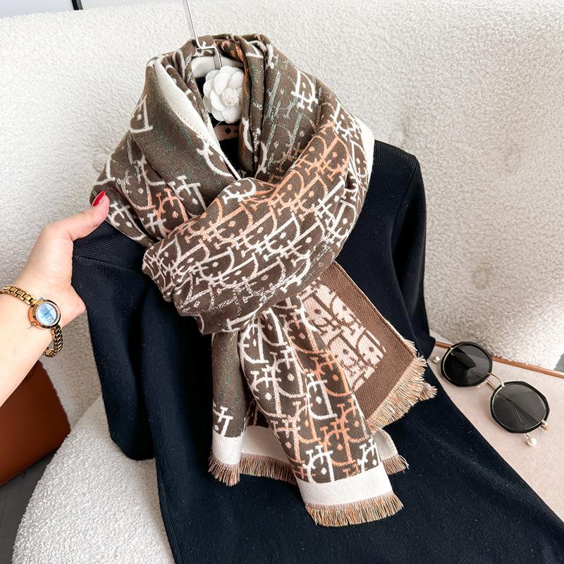 Autumn and winter letter imitation cashmere scarf women's new versatile warm casual shawl fashion thickened scarf