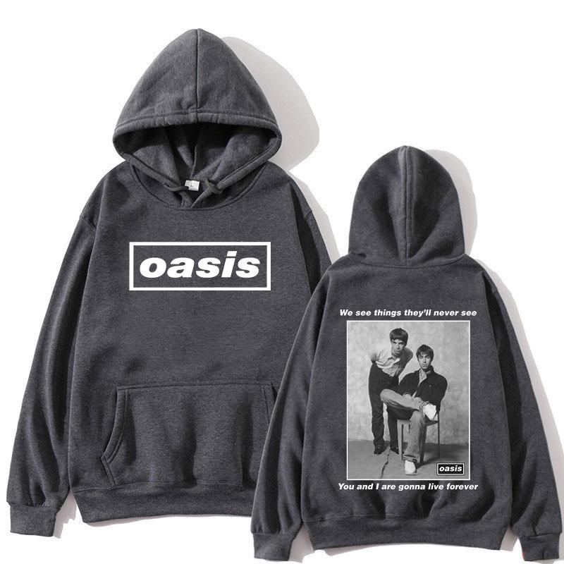 O-Oasis Graphic Hoodie British Rock Band Vintage Pullover Sweatshirts Men's Women Hip Hop Fashion Oversized Pullovers Streetwear