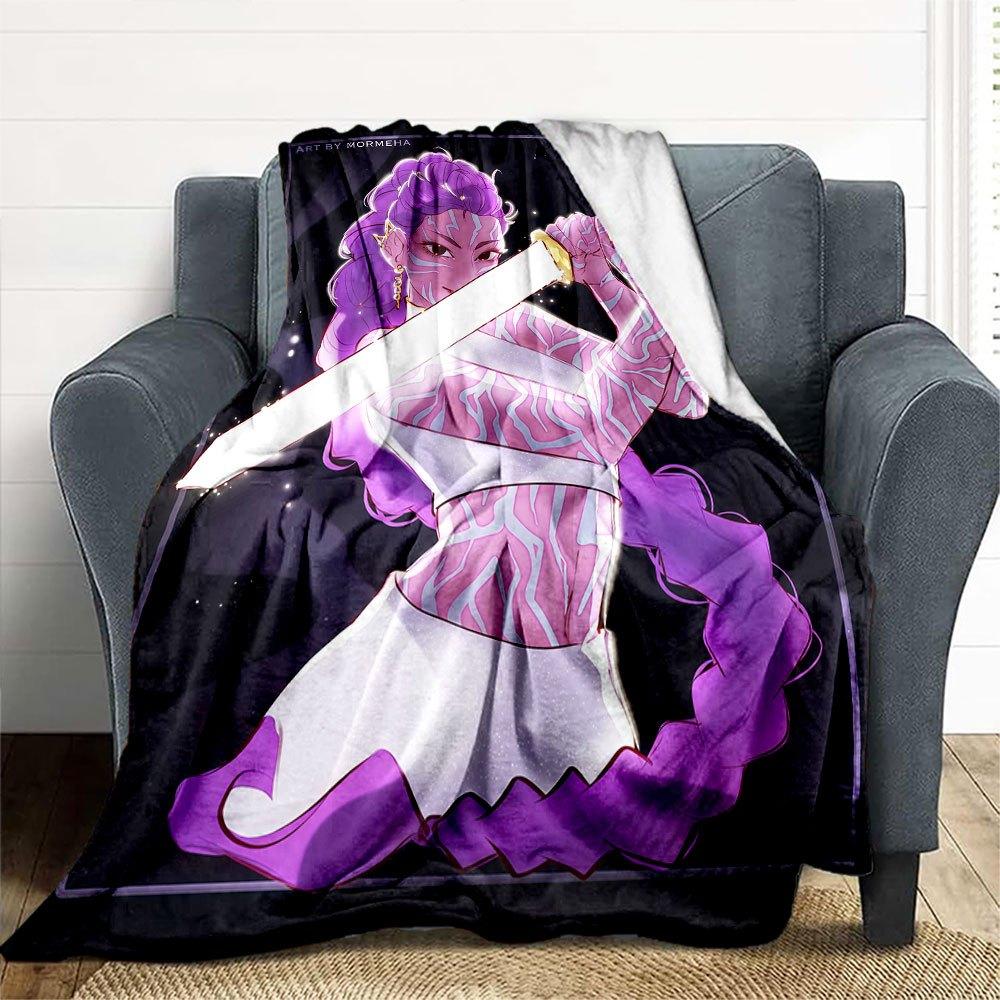 "Vivid Purple Fantasy Warrior Art Print - Limited Edition"Blanket Lightweight Flannel Throw Blanket for Sofa, Bed, Travel, Camping, Livingro
