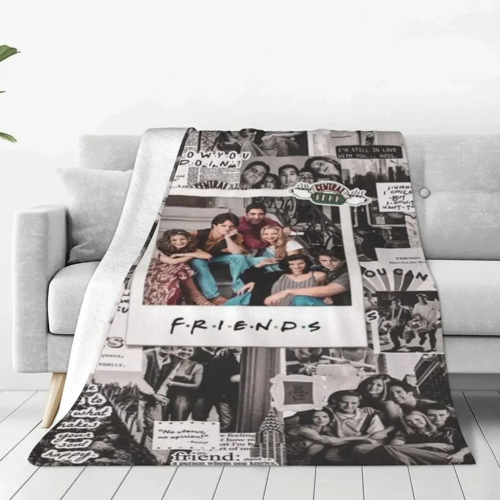 Friends TV Show Collage Throw Blanket Lightweight Flannel Print Multifunctional Bedding for Bedroom Bedspreads