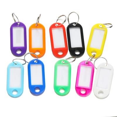 50pcs/Lot Colorful Plastic Tags Classification Card Key Tags Label Name Baggage Tag ID Name Number Tags with Split Ring
