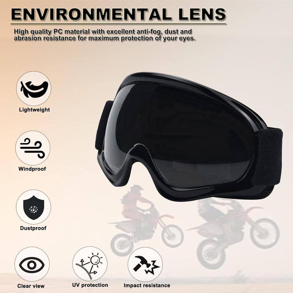 Kids Dirt Bike Goggles Impact-Resistant Adjustable Child Youth ATV Motorcycle Off-Road Riding Motocross Racing Cycling Goggles for Boys & Girls