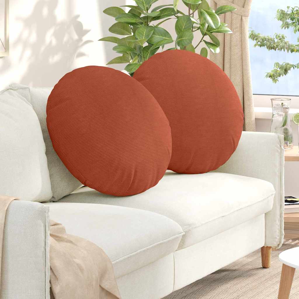 Seat Cushion 2 Pcs Red Orange Ø60 X 21 Cm Corduroy Fabric