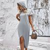 Summer New European and American Dress Hooded Solid Color Irregular T-shirt Skirt