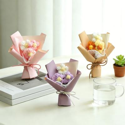 Gehäkelter Blumenstrauß Handgefertigte Strickblumen-Dekoration Garn Florale Dekoration Muttertag Geburtstag Weihnachtsgeschenk