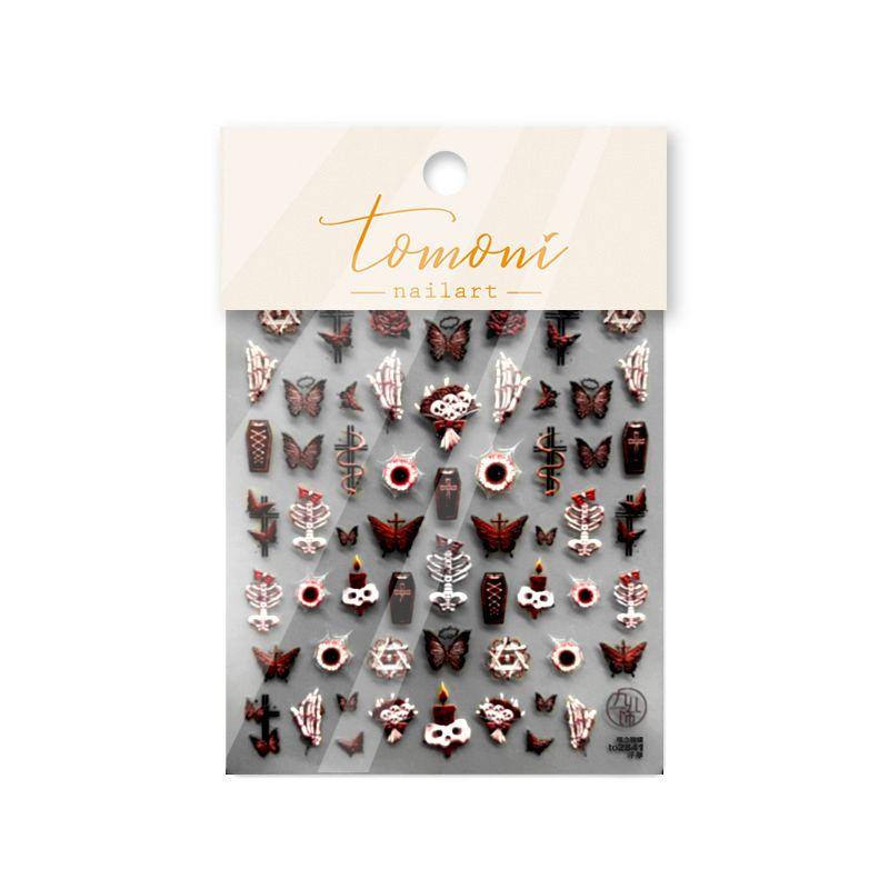 

Dark Bloodthirsty Pupil Butterfly Nail Sticker Tomoni5d Three-Dimensional Adhesive Waterproof Relief Skeleton Horror Nail Sticker Bloodthirsty pupil butterfly 2841
