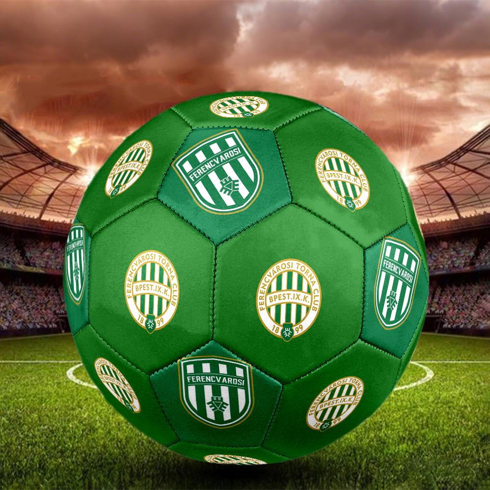 Ferencvarosi TC Green White Stripe Crest Logo Printed Size 5 PU Soccer Ball Outdoor Training Hungarian Football Fan Souvenir Match Football