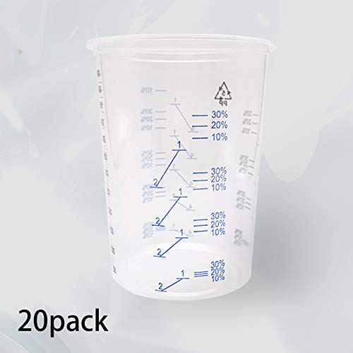 Ntcpefy 20-Piece Plastic Disposable Paint Mixing and Measuring Cups for Resin and Epoxy Injection, 600ml