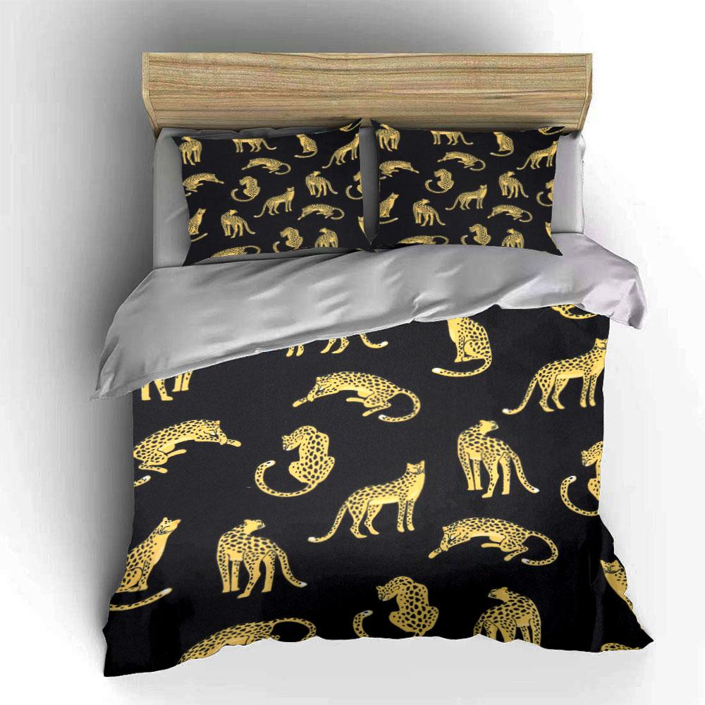 Leopard Pattern Three-Piece Set Multiple Sizes Kid'S And Adults' Bedroom Exquisite 3Pc Bedding Set, Gift